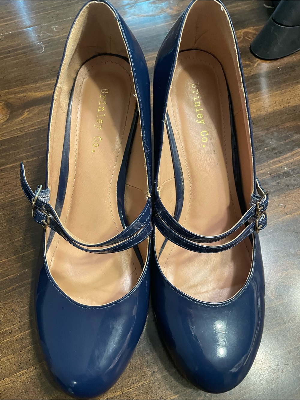 Classic Patent Leather Mid Heel Pump - Navy Blue 3 1/2” heel